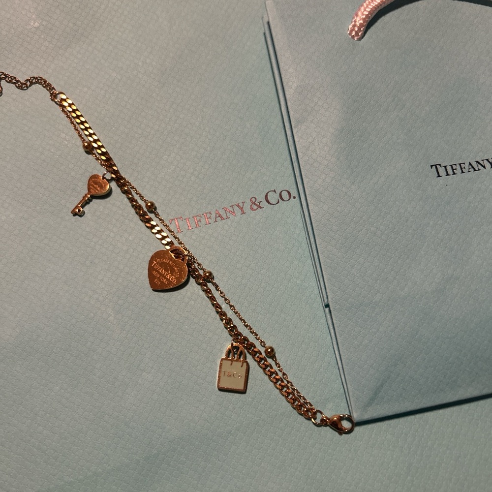 Gold Charm Bracelet with Heart Purse and Key